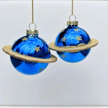 Load image into Gallery viewer, Blue & Gold Star Planet Baubles