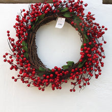 Load image into Gallery viewer, Large Red Berry Leaf Wreath
