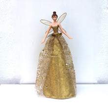 Load image into Gallery viewer, Gold Glitter Tree Top Christmas Fairy
