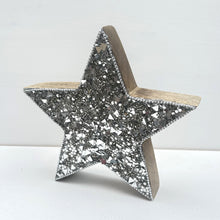 Load image into Gallery viewer, Silver Mosaic Christmas Wooden Star
