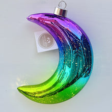 Load image into Gallery viewer, Multicolour Glass Moon LED Ornament

