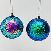 Load image into Gallery viewer, Glitter Peacock Bauble Set
