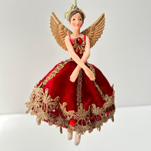 Load image into Gallery viewer, Red & Gold Fabric Resin Fairy