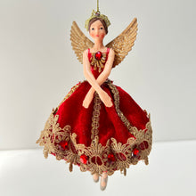 Load image into Gallery viewer, Red & Gold Fabric Resin Fairy