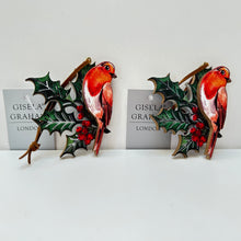Load image into Gallery viewer, Holly & Robin Fretwork Decoration Set