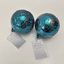 Load image into Gallery viewer, Blue Embossed Glass Bauble