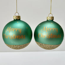 Load image into Gallery viewer, Santa Tractor Green Glass Bauble