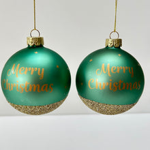 Load image into Gallery viewer, Santa Tractor Green Glass Bauble