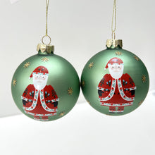 Load image into Gallery viewer, Alpine Santa Green Glass Bauble