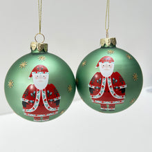 Load image into Gallery viewer, Alpine Santa Green Glass Bauble