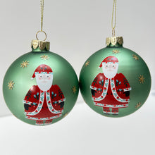 Load image into Gallery viewer, Alpine Santa Green Glass Bauble