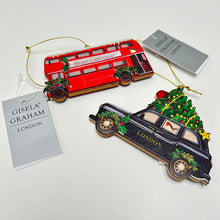 Load image into Gallery viewer, London Bus & Taxi Wooden Decoration Set