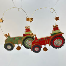 Load image into Gallery viewer, Tractors with Stars Wooden Decoration Set