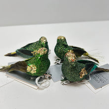 Load image into Gallery viewer, Green Glitter Bird Clip Set