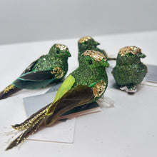 Load image into Gallery viewer, Green Glitter Bird Clip Set