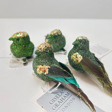 Load image into Gallery viewer, Green Glitter Bird Clip Set