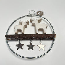 Load image into Gallery viewer, Metal Reindeer Scene Circle Sign