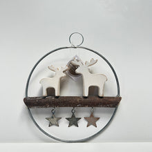 Load image into Gallery viewer, Metal Reindeer Scene Circle Sign
