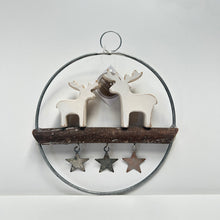 Load image into Gallery viewer, Metal Reindeer Scene Circle Sign