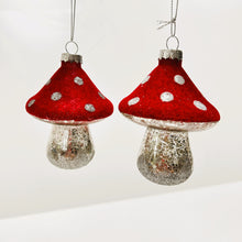 Load image into Gallery viewer, Felted Toadstool Glass Bauble