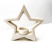 Load image into Gallery viewer, White Porcelain Star T-Light Holder