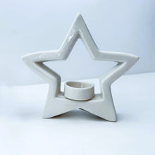 Load image into Gallery viewer, White Porcelain Star T-Light Holder