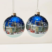 Load image into Gallery viewer, London Scene Blue Glass Bauble