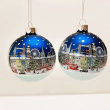 Load image into Gallery viewer, London Scene Blue Glass Bauble