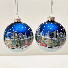 Load image into Gallery viewer, London Scene Blue Glass Bauble