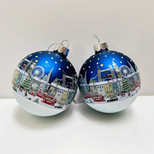 Load image into Gallery viewer, London Scene Blue Glass Bauble
