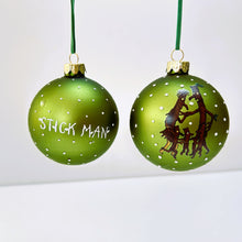 Load image into Gallery viewer, Stick Man Green Glass Bauble Set