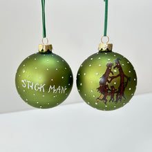 Load image into Gallery viewer, Stick Man Green Glass Bauble Set