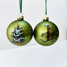 Load image into Gallery viewer, Stick Man Green Glass Bauble Set