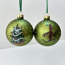 Load image into Gallery viewer, Stick Man Green Glass Bauble Set