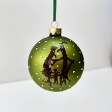 Load image into Gallery viewer, Stick Man Green Glass Bauble Set