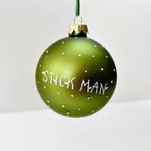 Load image into Gallery viewer, Stick Man Green Glass Bauble Set