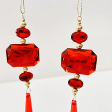 Load image into Gallery viewer, Red Diamante Icicle Drop Set