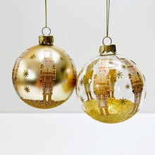 Load image into Gallery viewer, Gold Glitter Nutcracker Bauble Set