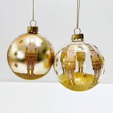 Load image into Gallery viewer, Gold Glitter Nutcracker Bauble Set