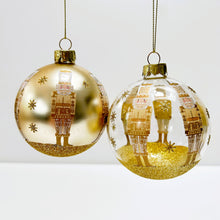 Load image into Gallery viewer, Gold Glitter Nutcracker Bauble Set
