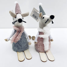 Load image into Gallery viewer, Pink & Grey Mice on Skis