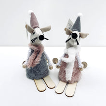 Load image into Gallery viewer, Pink & Grey Mice on Skis