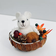 Load image into Gallery viewer, White Felt mouse in Autumn Nest