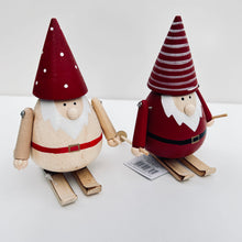 Load image into Gallery viewer, Wooden Santas on Skis