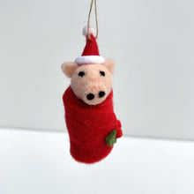Load image into Gallery viewer, Felt Pig in Christmas Blanket