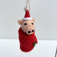 Load image into Gallery viewer, Felt Pig in Christmas Blanket