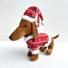 Load image into Gallery viewer, Dachshund Plush with Christmas Hat & Coat