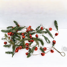 Load image into Gallery viewer, Red Jingle Bell Cypress Faux Pine Christmas Garland