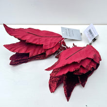 Load image into Gallery viewer, Dark Red Fabric Poinsettia Clip
