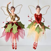 Load image into Gallery viewer, Red & Gold Holly Fairy